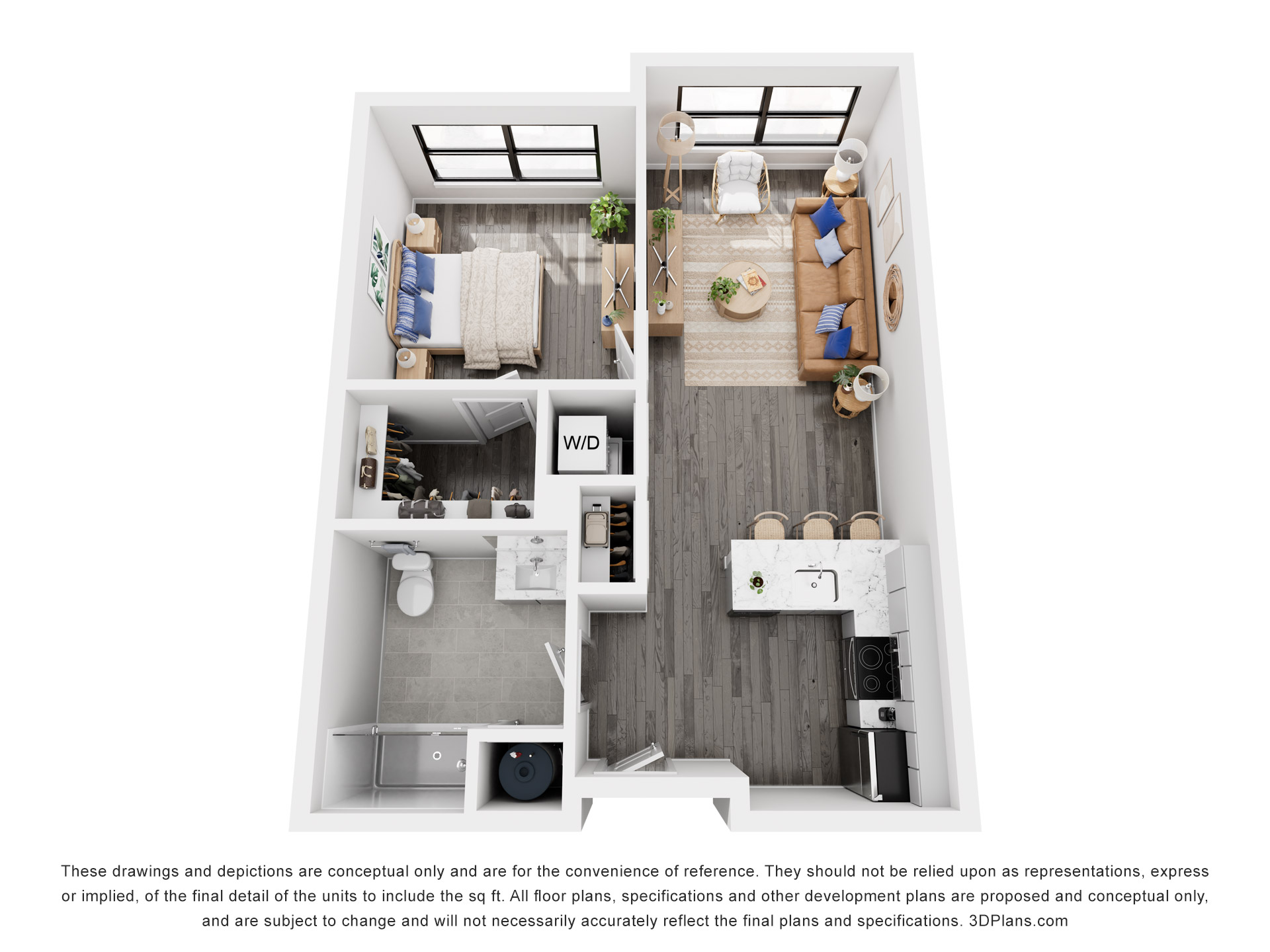 Meridia Pompton Lakes 1 bedroom, 1 bath apartment floor plan