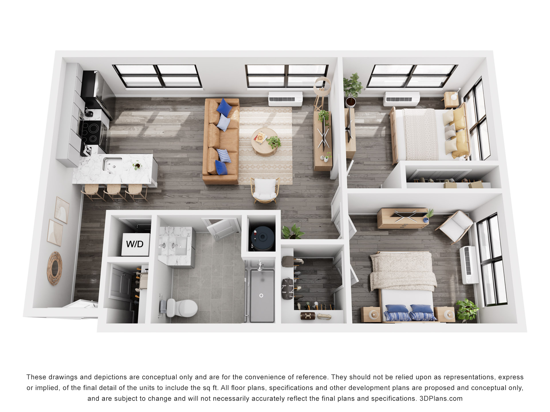 Meridia Pompton Lakes 2 bedroom, 2 bath apartment floor plan