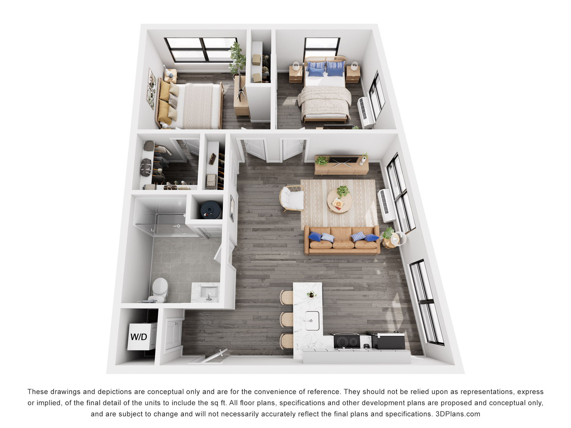 Meridia Pompton Lakes 2 bedroom, 2 bath apartment floor plan