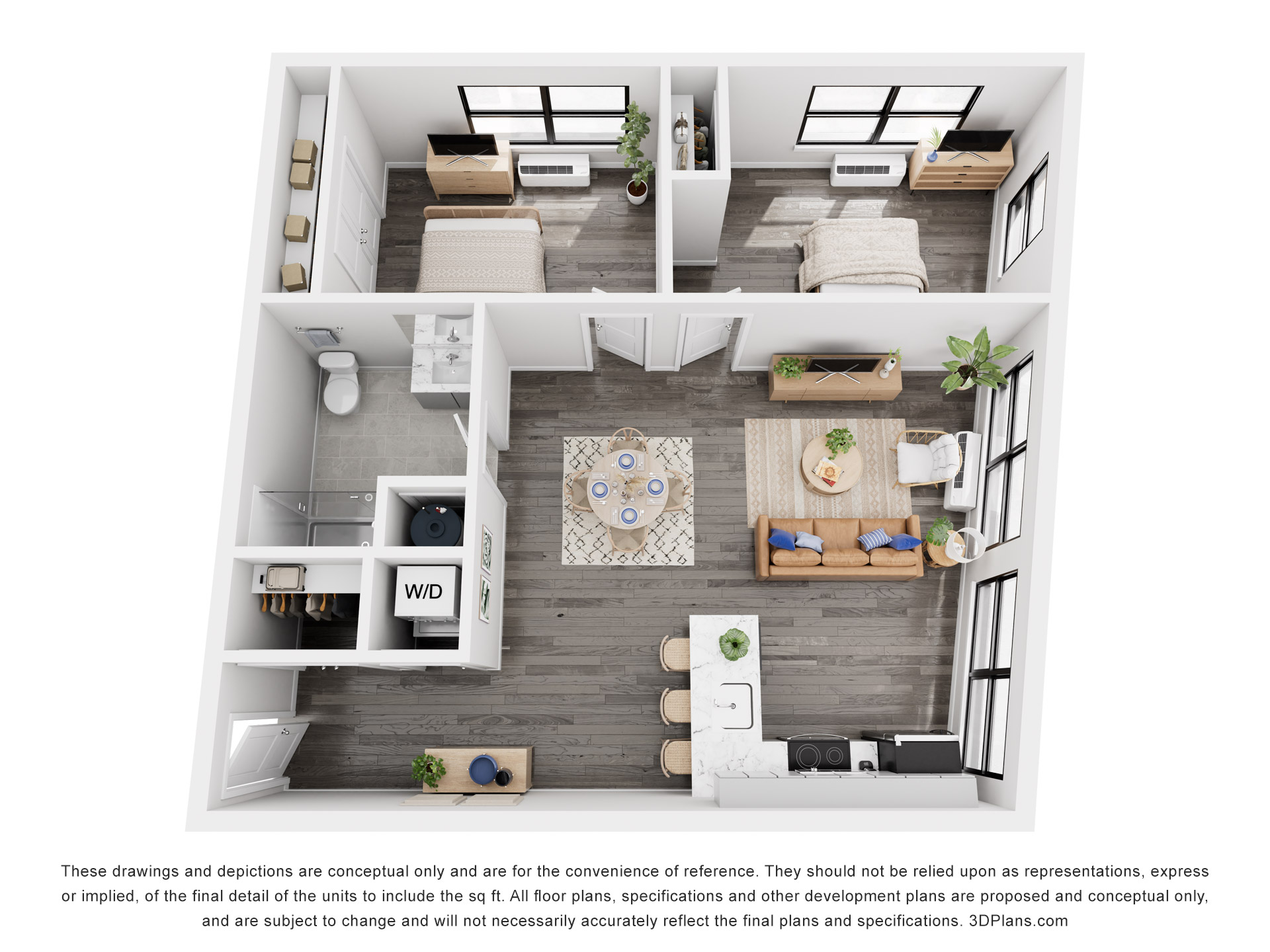 Meridia Pompton Lakes 2 bedroom, 2 bath apartment floor plan