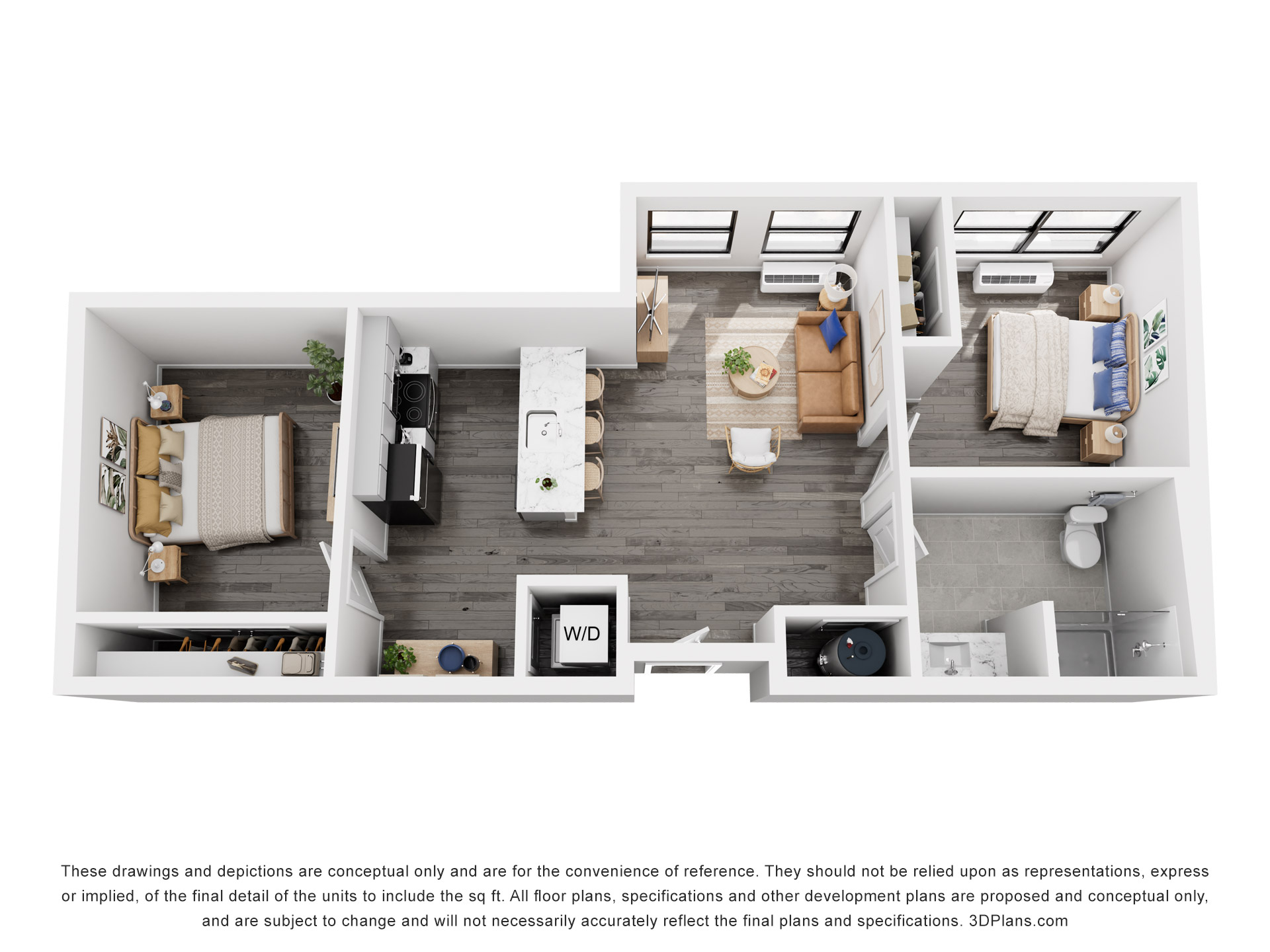 Meridia Pompton Lakes 2 bedroom, 2 bath apartment floor plan
