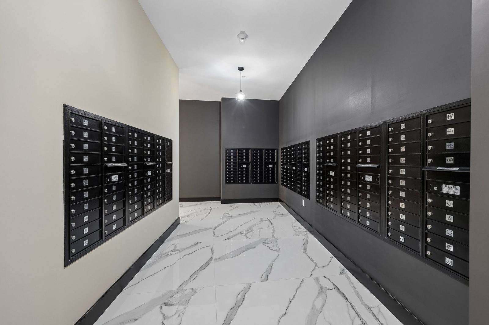 Meridia Pompton Lakes resident mail room with package lockers