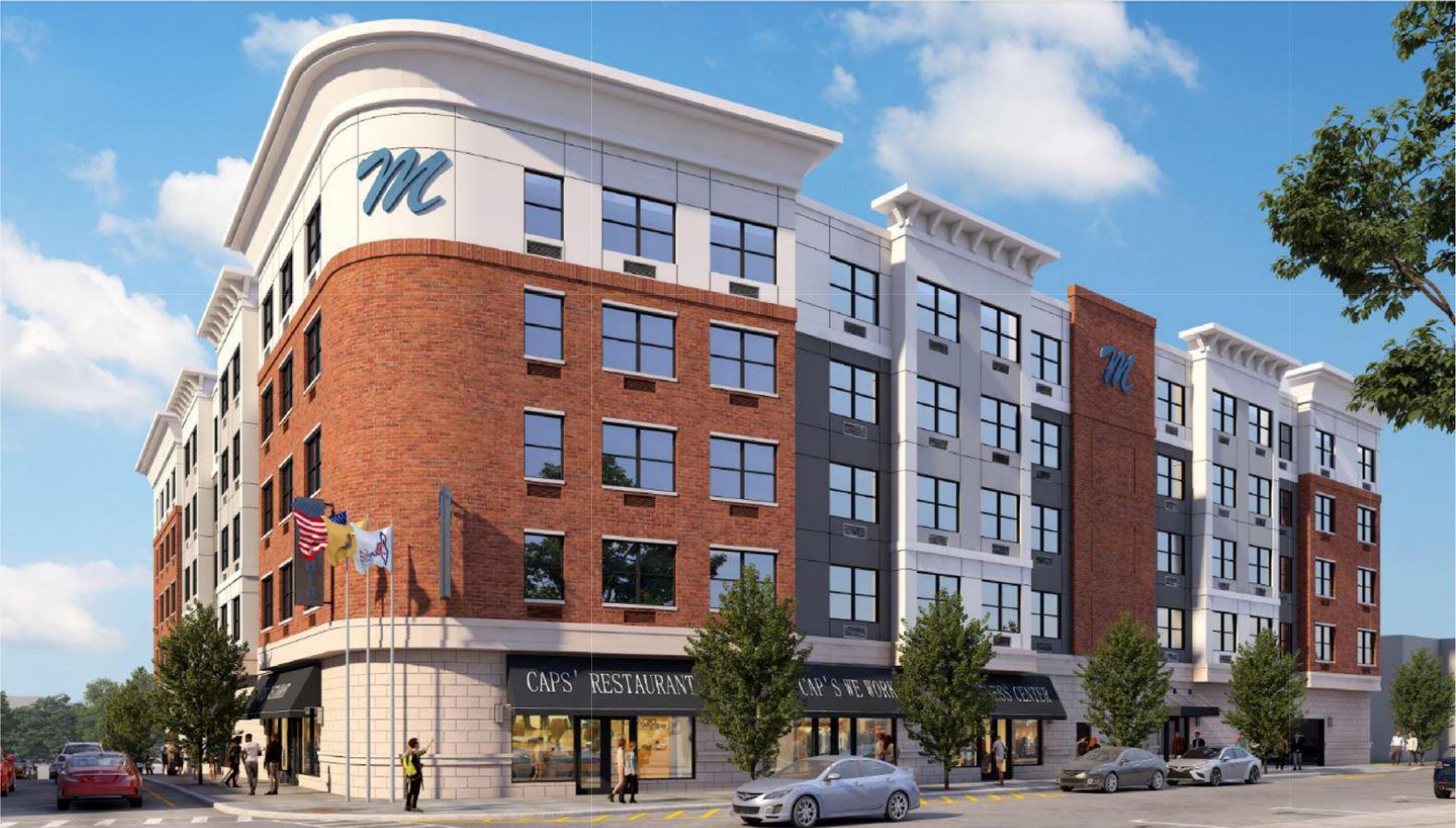 Meridia Pompton Lakes architectural rendering — new luxury apartments opening June 2026 at 261 Wanaque Ave, Pompton Lakes NJ